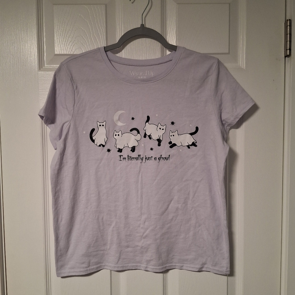 Wound Up Light Purple Cat Graphic Tee